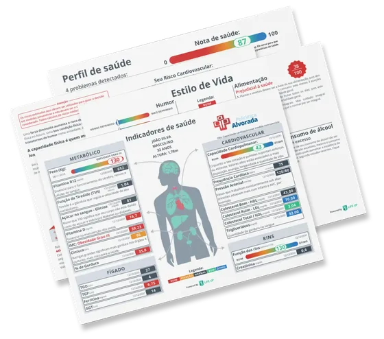 Relatório do Mapa da Saúde Life Up com indicadores e Nota de Saúde